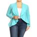 MOA COLLECTION Women's Solid Print Casual Stretch Comfort Open Front Draped Blazer Jacket/Made in USA