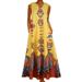 Women Bohemian Long Maxi Dress Casual Summer Sleeveless Pockets Dress Casual V Neck Beach Dress Sundress