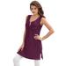 Roaman's Women's Plus Size Button-Front Henley Ultimate Tunic Tank Top 100% Cotton Sleeveless Shirt