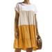 UKAP Women Summer Mini Dress Sleeveless Ruffle Sleeve Round Neck Sundress Solid Color Loose Fit Short Flowy Pleated Dress