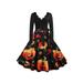 UKAP Womens Long Sleeve Skater Dress Casual Halloween Party Flared A-Line Swing Dress V-Neck Printed Vintage Party Dress