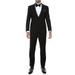 Ferrecci Men's Bronson Black Slim Fit Notch Collar Lapel 2 Piece Tuxedo Suit Set - Tux Blazer Jacket and Pants (46 Short)