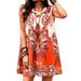 UKAP Women Casual Beach Kaftan Short Mini Dress Criss Cross V-Neck Swing Dress Ladies Fashion Ethnic Style Tunic Dress