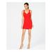 B DARLIN Womens Red Spaghetti Strap V Neck Mini Body Con Cocktail Dress Size 7\8