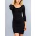 Womens Juniors Pretty Bodycon Dress - Black Chic Dress - Scoop Neck Mini Dress 50064P