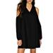 Zewfffr Summer Chiffon Fashion V-neck Women Dress Cold Sleeves Solid Dresses (L)