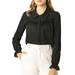 Allegra K Women's Button Down Long Sleeve Cuff Ruffle Detail Blouse Shirt Tops