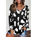 Women's Leopard Print Tops Loose V Neck Leopard Print Blouse Oversized Leopard Print Shirt Long Sleeve Top