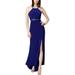 NIGHTWAY Womens Blue Beaded Gown Sleeveless Square Neck Full-Length A-Line Evening Dress Size 10