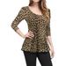 Allegra K Women's Leopard Prints Stretchy Autumn Peplum Shirt Peplum Tops