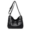 Winnereco Retro Women Soft PU Shoulder Bag Casual Pure Color Messenger Bags (Black)