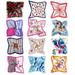 Vbiger Women Satin Scarf Set Decorative Square Scarf Smooth Silk Kerchief Chic Neck Scarf Trendy Square Satin Scarf with Exquisite Printing, Set of 6, 19.7''x 19.7''