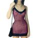 Xingqing Women Leopard Sleeveless V-Neck Dress Sling Skinny Mini Sheath Dress L Red