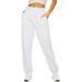 Sunisery Women Casual Solid Color Sport Pants Elastic Waist Ankle Cuff Loose