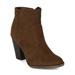 Breckelles BG23 Women Suede Womens Round Toe Chunky Heel Riding Ankle Bootie