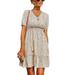 UKAP Women Summer Dress Floral Print Bohemian Beach Sundress Short Sleeve V-Neck Swing Dress Ladies Casual Loose Mini Dress