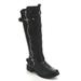 Forever Mango-21 Women's Winkle Back Shaft Side Zip Knee High Flat Riding Boots Black (8.5)