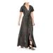 ELIZA J Womens Black Glitter Slitted V Neck Full-Length Fit + Flare Formal Dress Size 2