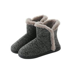 Men's Solid Plush Winter Boots Bootie Slippers Home Shoes Warm Gray WAV2