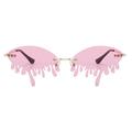 Aktudy Fashion Sunglasses Women Men Rimless Tears Shape Eyeglasses Shades (Pink)
