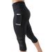 Niuer Women 3/4 Capri Running yoga Sport Pants High Waist Cropped Leggings Fitness Workout Pants with pocket