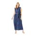 Jessica London Women's Plus Size Soft Denim Fit & Flare Maxi Dress