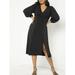 ELOQUII Women's Plus Size V-Neck Knit Midi Dress