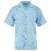 Cubavera Short Sleeve Tropical Floral Jacquard Woven Sport Shirt Cerulean Large