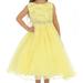 Big Girl Glitters Sequined Bodice Double Layer Tulle Rhinestones Flower Girl Dress Yellow 16 JK3670 BNY Corner