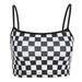 Summer Women Plaid Tank Tops Short Crop Tops Backless Camisole Party Short Vest Tops