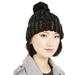 DKNY Women's Black Silver Flat-Stud Metallic Rib-Knit Chunky Hat, One Size