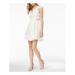 XSCAPE Womens White Ruffled Lace Sleeveless V Neck Mini Fit + Flare Party Dress Size 12