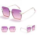 New Arrival Fashion Korean Style Square Half-Frame Pearl Metal UV400 Protection Outdoor Sunglasses Women