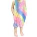 LA HIEBLA Little Girls Sling Jumpsuit Tie-dye Printed Halter Backless Romper