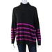 Vince Camuto Womens Long Sleeve Striped Trim Turtleneck Sweater Gray Pink 2X