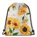 Vintage Grunge Yellow Sunflower Floral Drawstring Backpack for Men & Women,Waterproof String Bag Nylon Gym Sport Traveling Sackpack Cinch