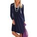 Women's Casual Long Sleeve Knee Length Pleated Dresses With Pockets