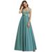 Ever-Pretty Women Elegant Lace Applique Evening Dresses for Women 0930 Dusty Blue US8