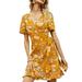 UKAP Women Floral Cocktail Party Dress V-Neck Above Knee Short Sleeve Midi Dress Ruffle Lace up Sundress