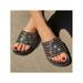 Lacyhop Women's Fashion Slipper Flat Heel Sandals Backless Casual Shoes Rhinestone Decor