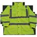 Rain Parka Jacket Waterproof Lime 300D Oxford with Pu Coating Ansi-Isea Class 3, 3-In-1 with Removable Independent Thermal Fleece Jacket, 4XL