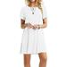 Women's Summer Short Sleeve Casual Dresses Elastic Loose Comfy Swing Sundress