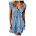 Women's Summer Ruffle Sleeve Sweetheart Neckline Print Mini Dress