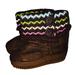 Callie Chevron Knit Trim Fashion Boots with 2 Buttons for Toddler Girls (3 M US Toddler, Brown)