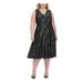 TOMMY HILFIGER Womens Black Embroidered Floral Sleeveless V Neck Below The Knee Fit + Flare Party Dress Size 20W