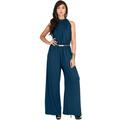 KOH KOH Long Pants Jumpsuit Formal One Piece Cocktail Evening Fall Dressy Pantsuit Romper Workwear Casual Outfit Tall Sleeveless Playsuit For Women Blue Teal X-Large US 14-16 NT202