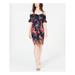 TRINA TURK Womens Navy Floral Short Sleeve Sweetheart Neckline Above The Knee Sheath Dress Size 6