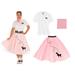 Adult 3 pc - 50's Poodle Skirt Outfit - Light Pink / Small