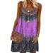 Niuer Boho Beach Dress For Women Strappy Tunic Swing Mini Dress Ladies Boho Sleeveless Loose Sundress Summer Beach Baggy Kaftan Dress