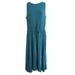 The Limited Womens Size Large Modal French Terry Midi Dress with Hi Low Hem, Teal